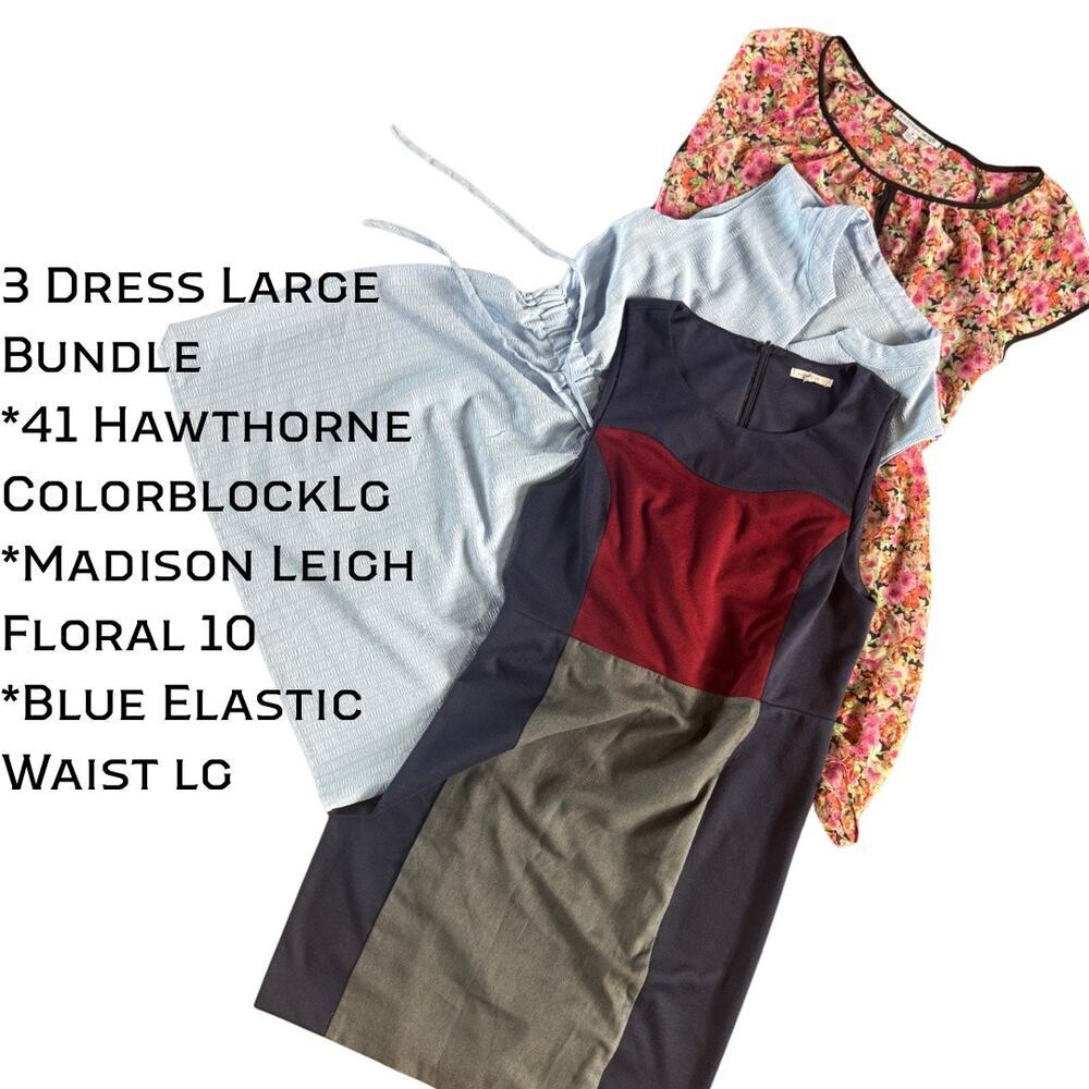 3 Dress Bundle 41 Hawthorne Colorblock Madison Leigh Floral 10 Large